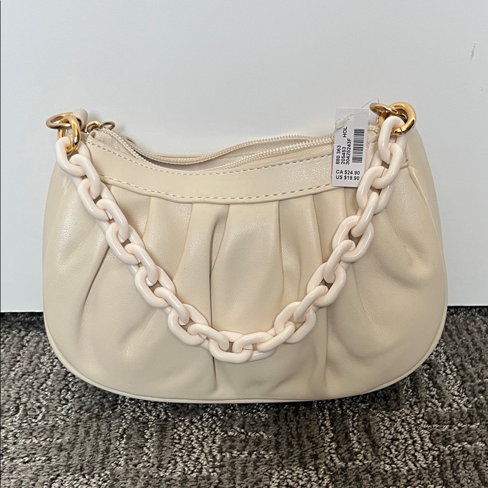 Maurices Cream Shoulder Bag with Chain Detail